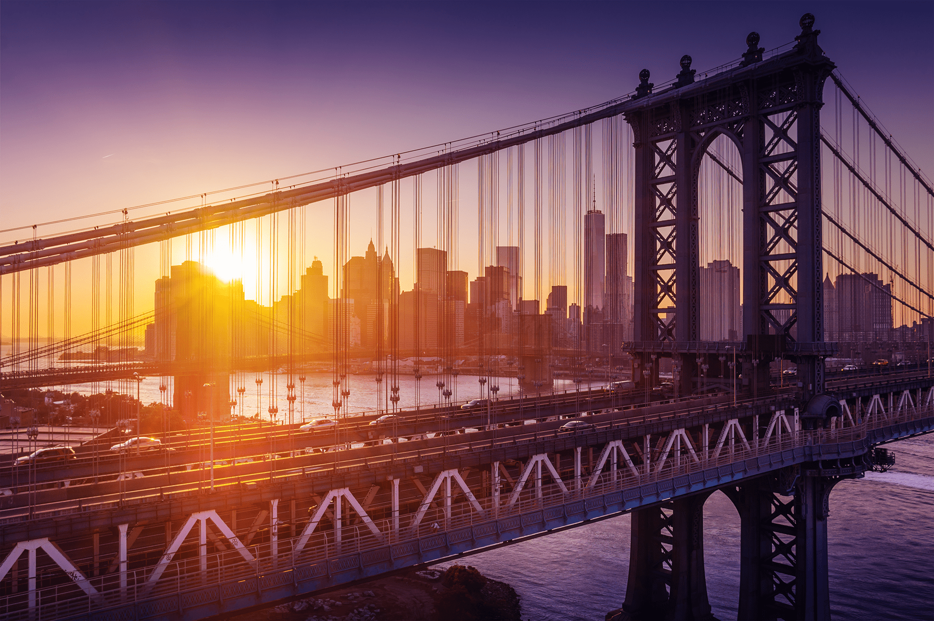 New York City Bridge at Sunset
