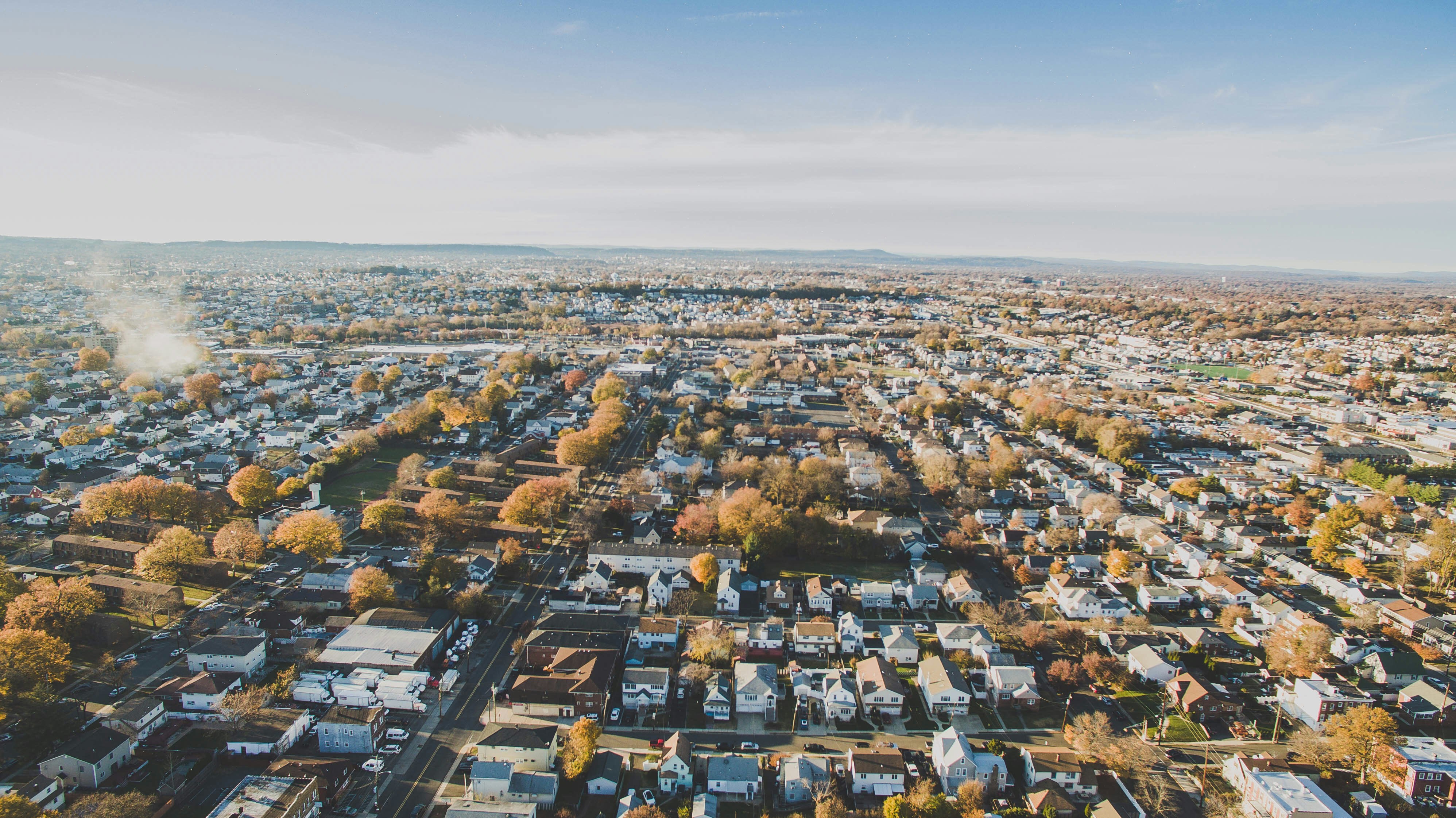 Aerial view of North Jersey residential neighborhood